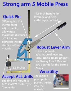 Features of Strong Arm 5 Portable Drill Press